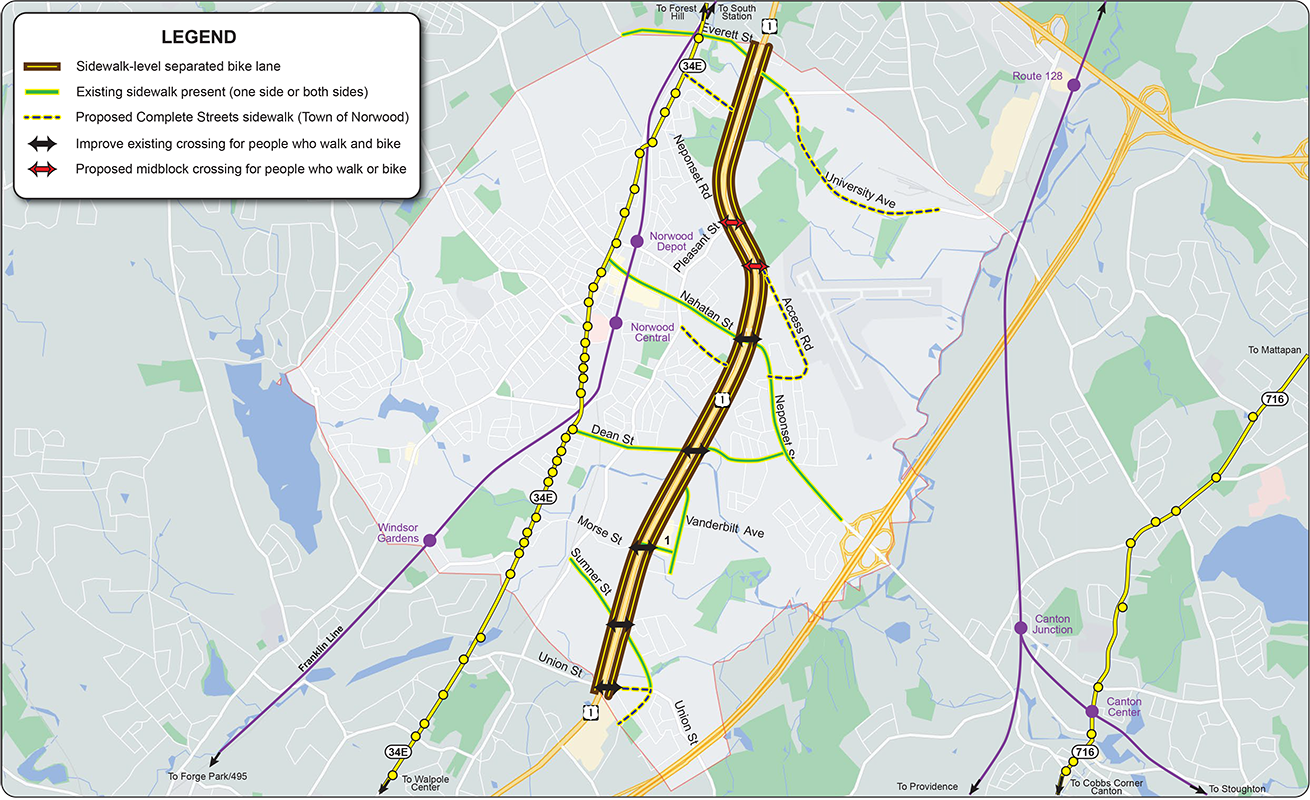 Figure 25
Summary of Walking and Biking Improvements
Figure 25 is map showing the walking and biking infrastructure improvements.
